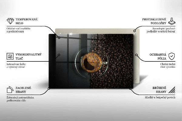 Protetor de fogão de vidro Café e feijão