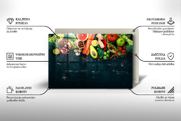 Protetor de fogão de vidro Frutas e vegetais