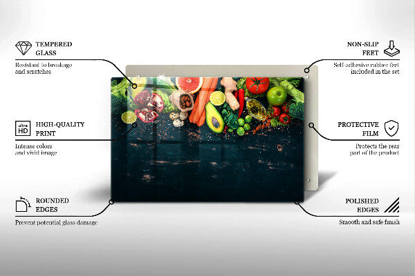 Protetor de fogão de vidro Frutas e vegetais