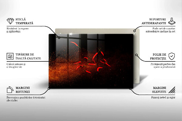 Protetor para fogão de vidro Pimentas picantes