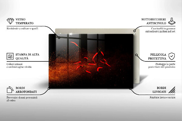 Protetor para fogão de vidro Pimentas picantes