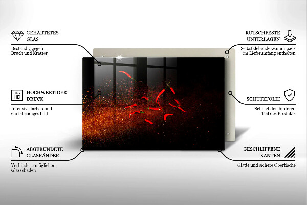 Protetor para fogão de vidro Pimentas picantes