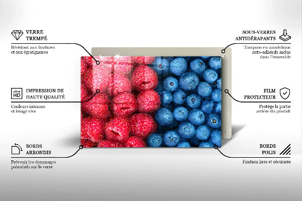 Protetor para fogão de vidro Framboesas e mirtilos