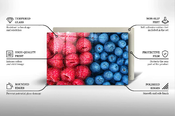 Protetor para fogão de vidro Framboesas e mirtilos