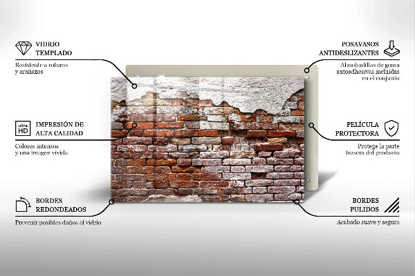 Protetor em vidro para fogão Parede velha de tijolos e concreto