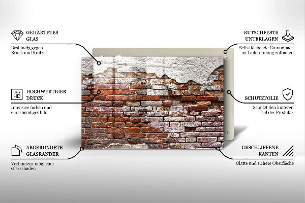 Protetor em vidro para fogão Parede velha de tijolos e concreto
