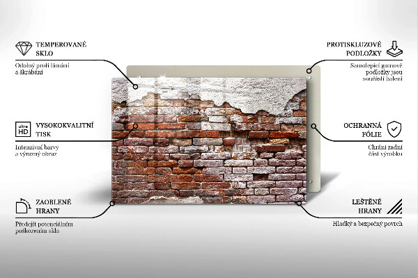 Protetor em vidro para fogão Parede velha de tijolos e concreto