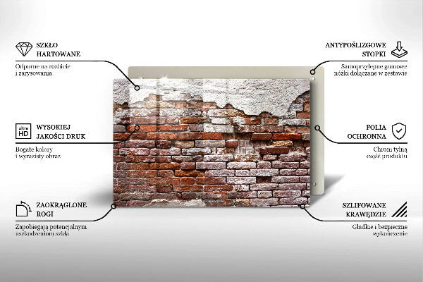 Protetor em vidro para fogão Parede velha de tijolos e concreto
