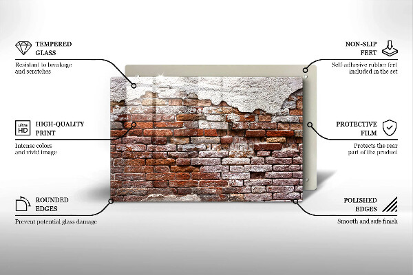 Protetor em vidro para fogão Parede velha de tijolos e concreto