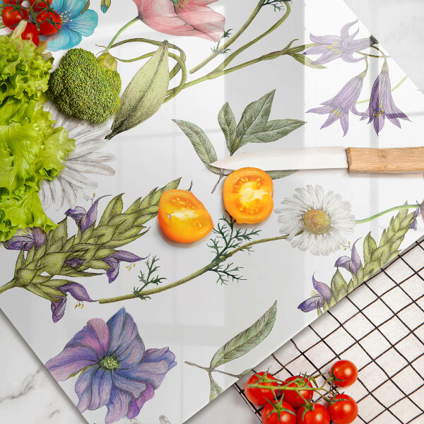 Protetor de fogão de vidro Ilustração de flores