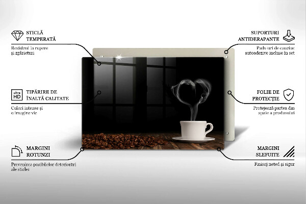 Protetor em vidro para fogão Coração de xícara de café