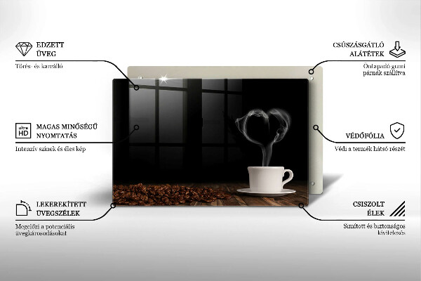 Protetor em vidro para fogão Coração de xícara de café