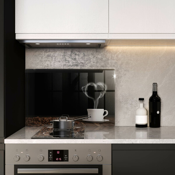 Protetor em vidro para fogão Coração de xícara de café