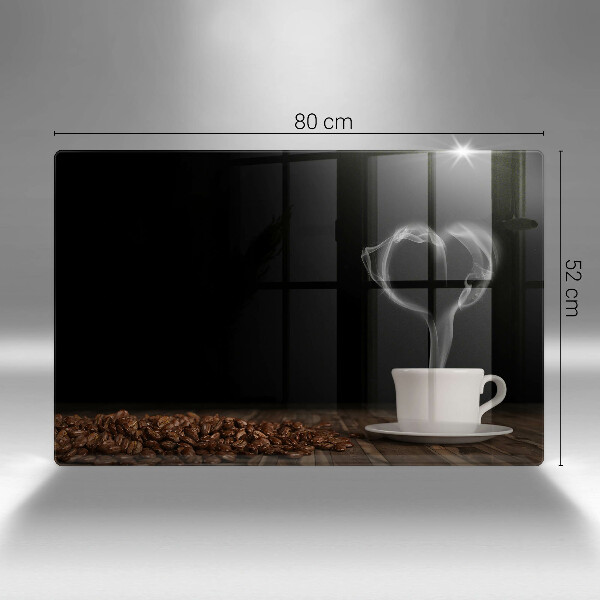 Protetor em vidro para fogão Coração de xícara de café