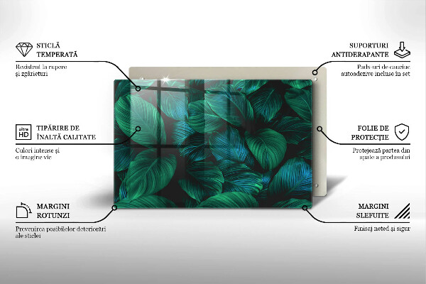 Protetor em vidro para fogão Folhas da selva