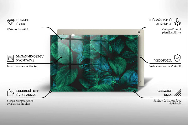 Protetor em vidro para fogão Folhas da selva