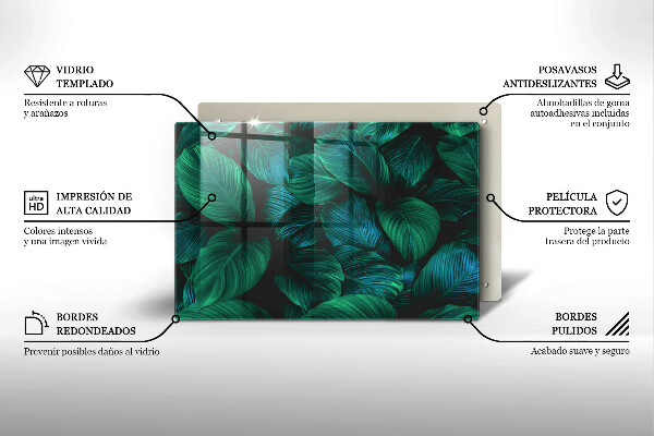 Protetor em vidro para fogão Folhas da selva