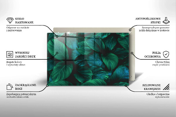 Protetor em vidro para fogão Folhas da selva