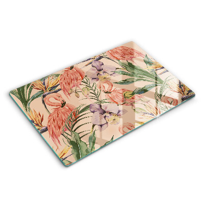 Protetor em vidro para fogão Ilustração de flamingos