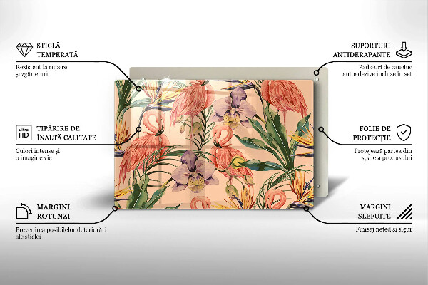 Protetor em vidro para fogão Ilustração de flamingos