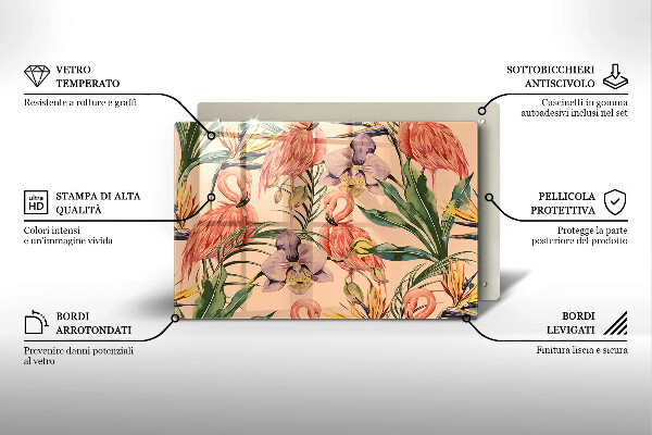 Protetor em vidro para fogão Ilustração de flamingos