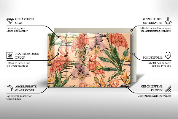 Protetor em vidro para fogão Ilustração de flamingos