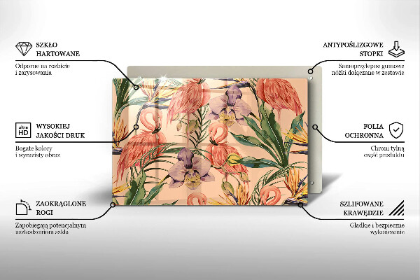 Protetor em vidro para fogão Ilustração de flamingos