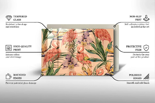 Protetor em vidro para fogão Ilustração de flamingos