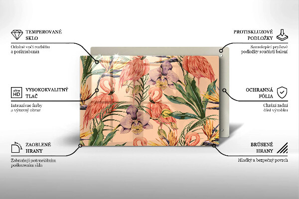 Protetor em vidro para fogão Ilustração de flamingos