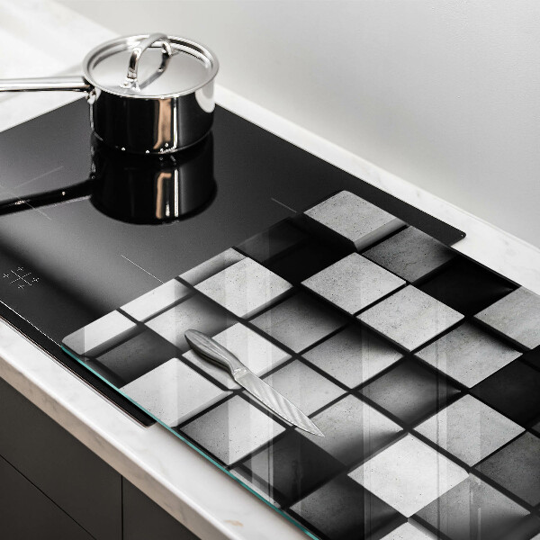 Protetor em vidro para fogão Quadrados 3D abstratos