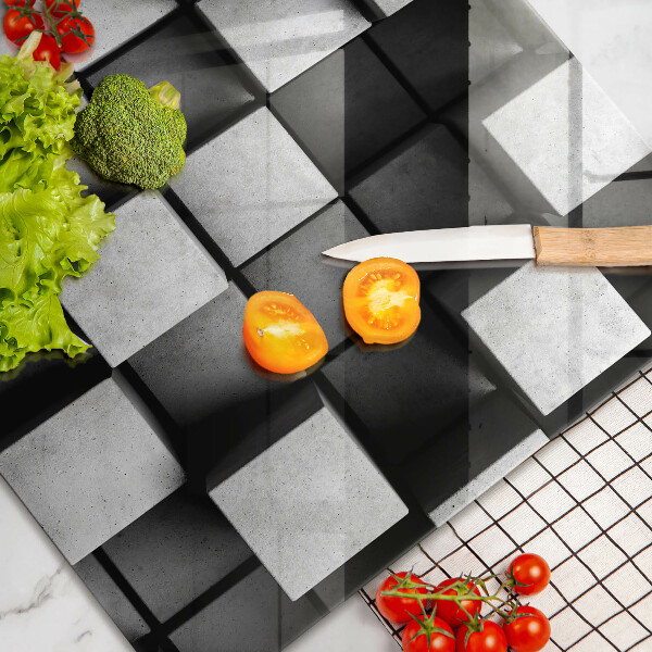 Protetor em vidro para fogão Quadrados 3D abstratos