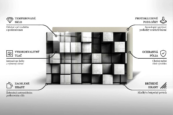Protetor em vidro para fogão Quadrados 3D abstratos