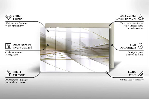 Protetor em vidro para fogão Design de linhas abstratas