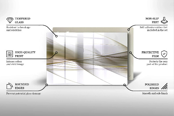 Protetor em vidro para fogão Design de linhas abstratas