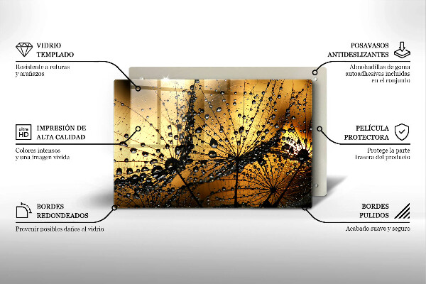 Protetor para fogão de vidro Orvalho e dentes-de-leão