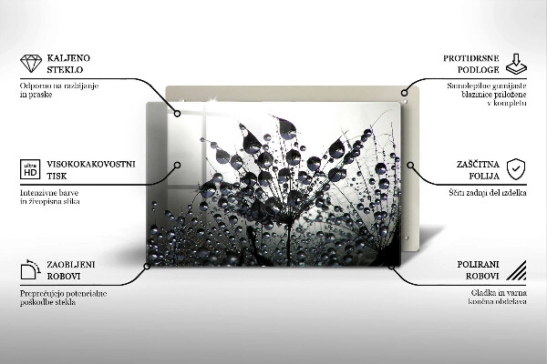 Protetor em vidro para fogão Dente-de-leão e orvalho