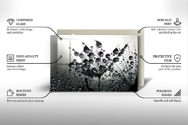 Protetor em vidro para fogão Dente-de-leão e orvalho