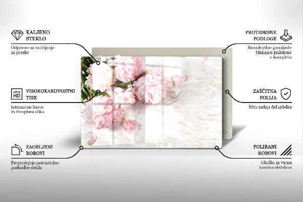 Protetor para fogão de vidro Flores delicadas de rosas