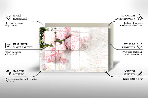 Protetor para fogão de vidro Flores delicadas de rosas