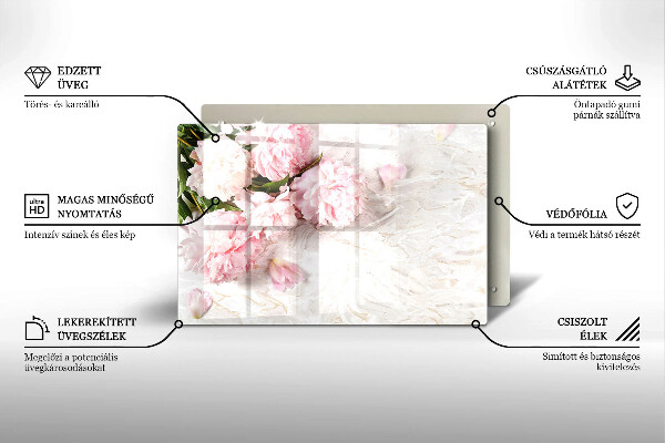 Protetor para fogão de vidro Flores delicadas de rosas
