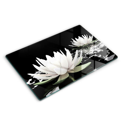 Protetor em vidro para fogão Lírios brancos na água