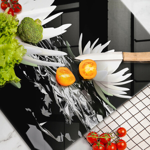 Protetor em vidro para fogão Lírios brancos na água