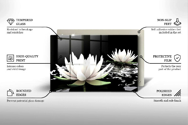 Protetor em vidro para fogão Lírios brancos na água