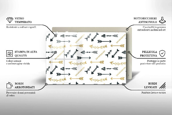 Protetor em vidro para fogão Padrão de flecha boho