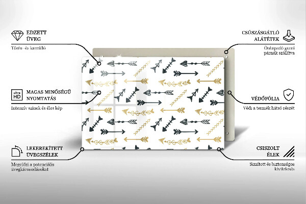 Protetor em vidro para fogão Padrão de flecha boho