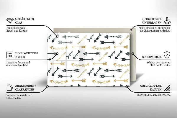 Protetor em vidro para fogão Padrão de flecha boho
