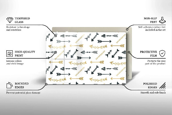 Protetor em vidro para fogão Padrão de flecha boho