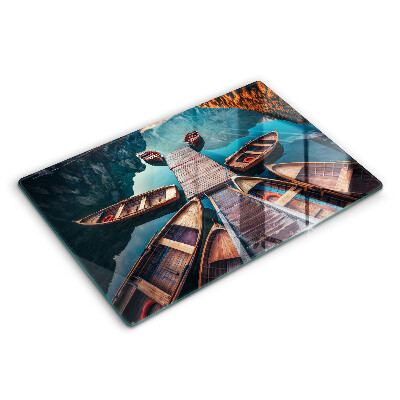 Protetor de fogão de vidro Barcos no lago