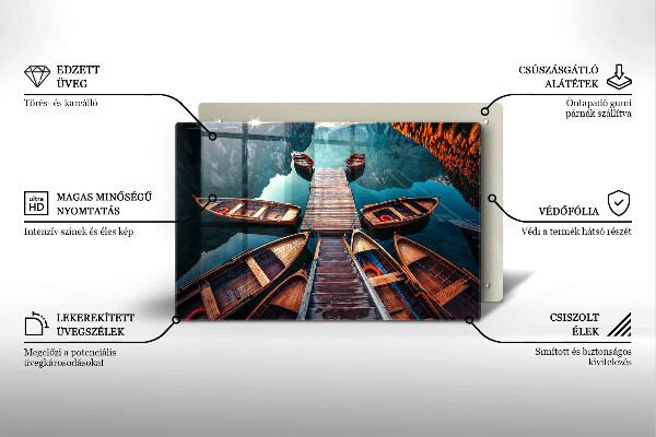 Protetor de fogão de vidro Barcos no lago