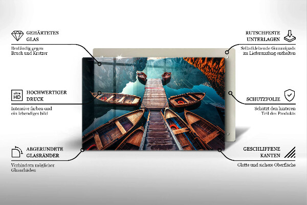 Protetor de fogão de vidro Barcos no lago